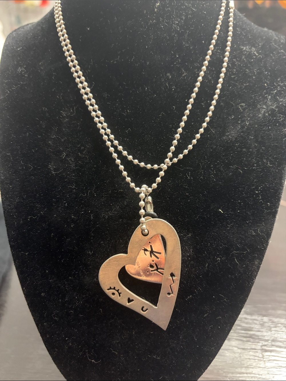 ANNI + CO 925 silver  Double Heart Pendant  with Necklace